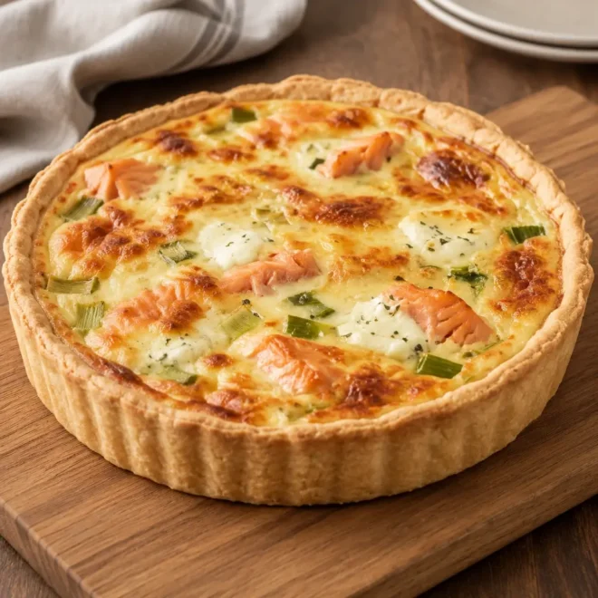 Quiche saumon fumé : recette crémeuse et dorée
