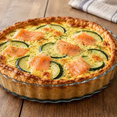 Quiche saumon fumé courgettes facile et dorée