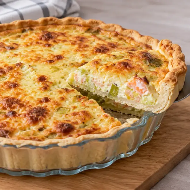 Quiche saumon poireaux facile et crémeuse