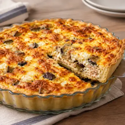 Quiche thon aubergine feta : recette fondante