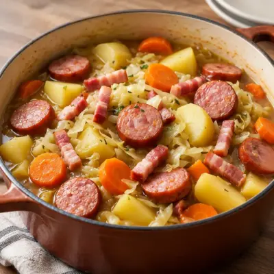 Ragoût au chou et saucisses facile en cocotte