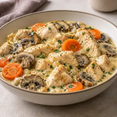 Ragoût de poulet aux champignons facile et crémeux