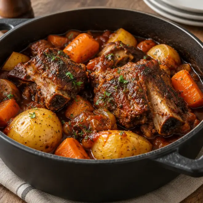 Ragoût de bœuf : côtes braisées en cocotte