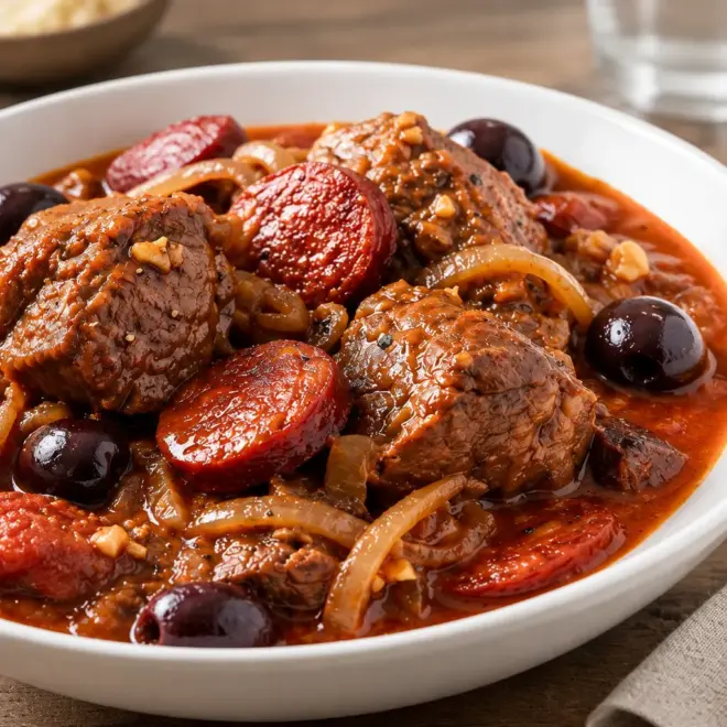 Ragoût de bœuf au chorizo facile en cocotte