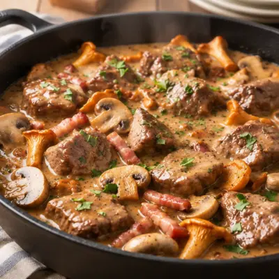 Ragoût de bœuf aux champignons crémeux