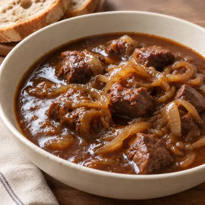 Ragoût de bœuf facile aux oignons fondants