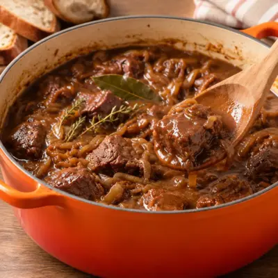 Ragoût de bœuf : recette aux oignons fondants