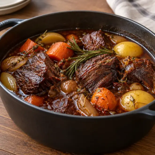 Ragoût de bœuf mijoté, fondant et bien parfumé