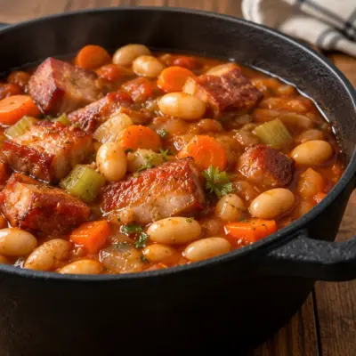Ragoût de haricots blancs au porc fumé facile