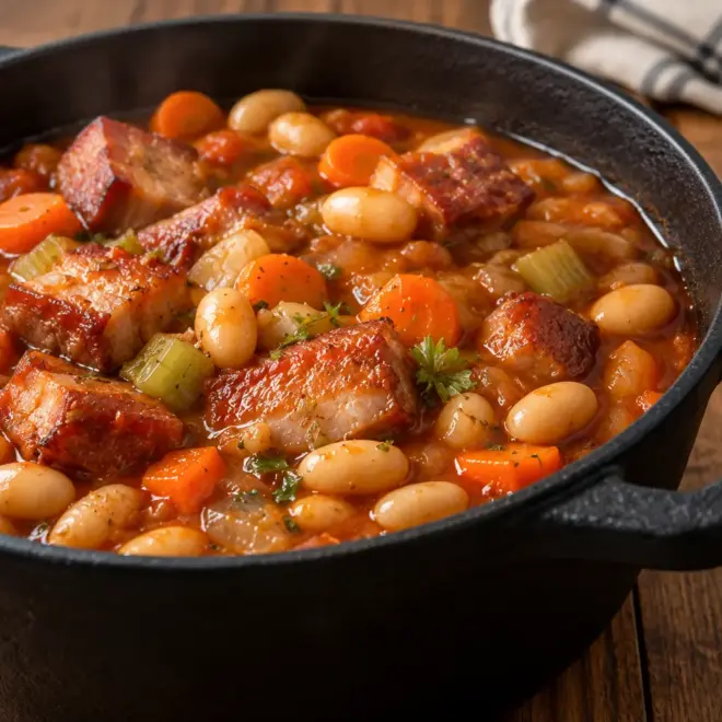 Ragoût de haricots blancs au porc fumé facile