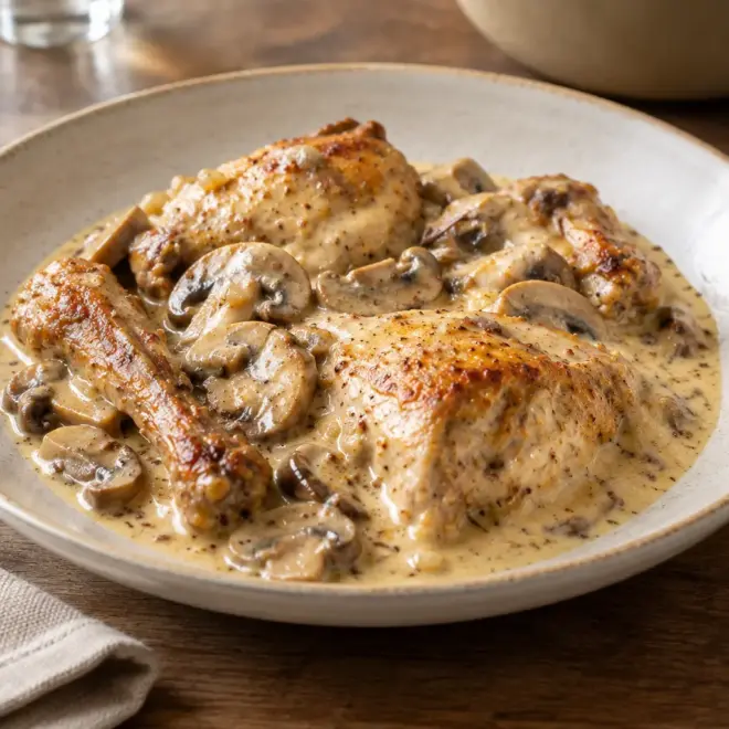 Ragoût de lapin aux champignons crémeux