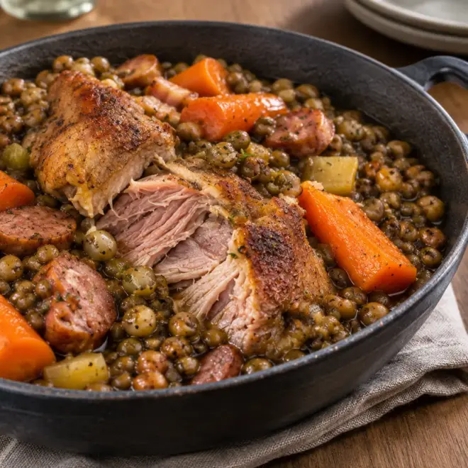Ragoût de lentilles au porc et à la saucisse