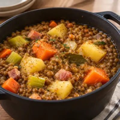 Ragoût de lentilles facile aux lardons fumés