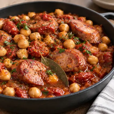 Ragoût de pois chiches et saucisse facile