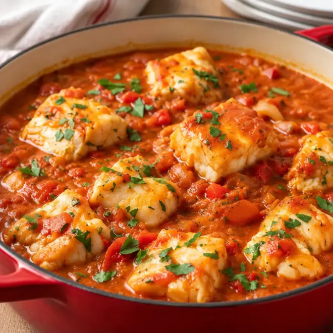 Ragoût de poisson à la tomate facile et moelleux