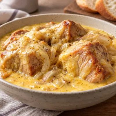 Ragoût de porc : recette braisée au fromage