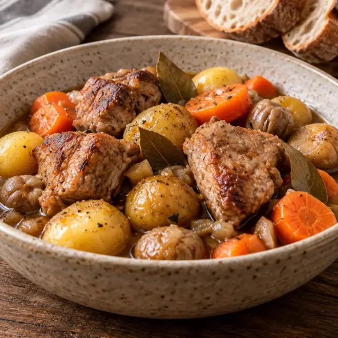 Ragoût de porc recette aux châtaignes facile