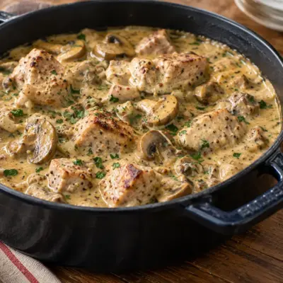 Ragoût de porc recette crémeuse aux champignons