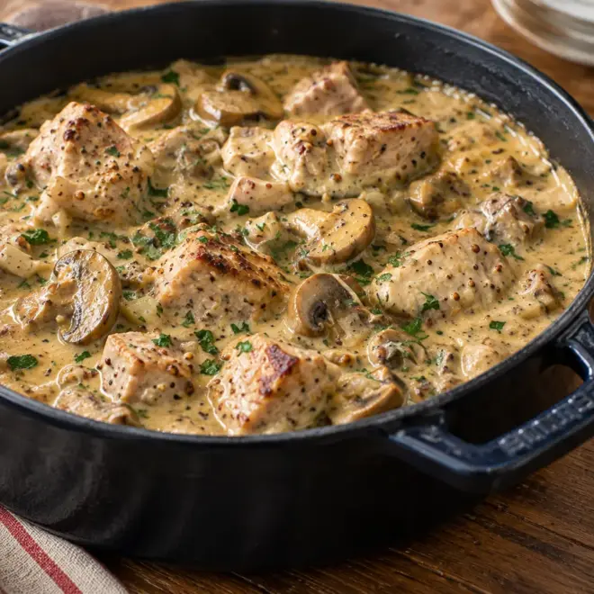 Ragoût de porc recette crémeuse aux champignons