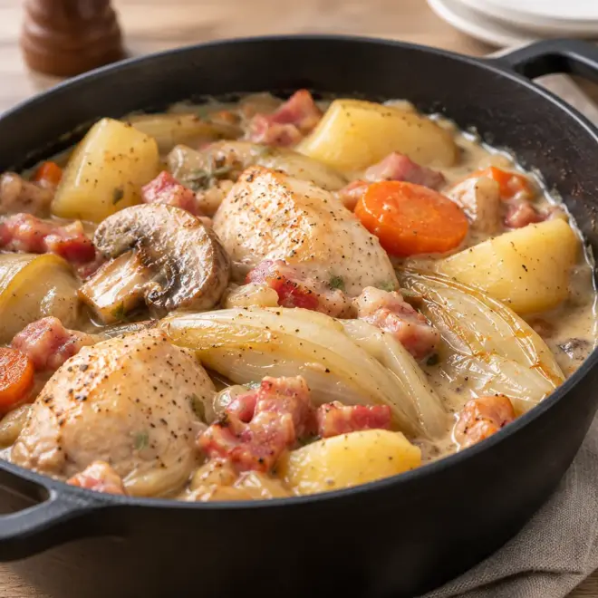 Ragoût de poulet : recette crémeuse aux endives