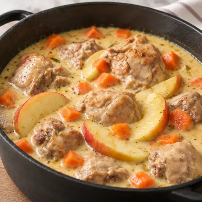 Ragoût de poulet aux pommes facile en cocotte