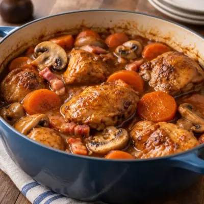 Ragoût de poulet facile aux carottes et lardons