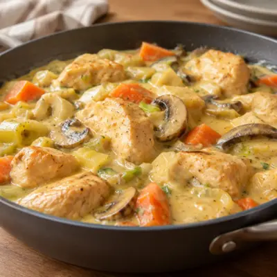 Ragoût de poulet crémeux aux champignons facile