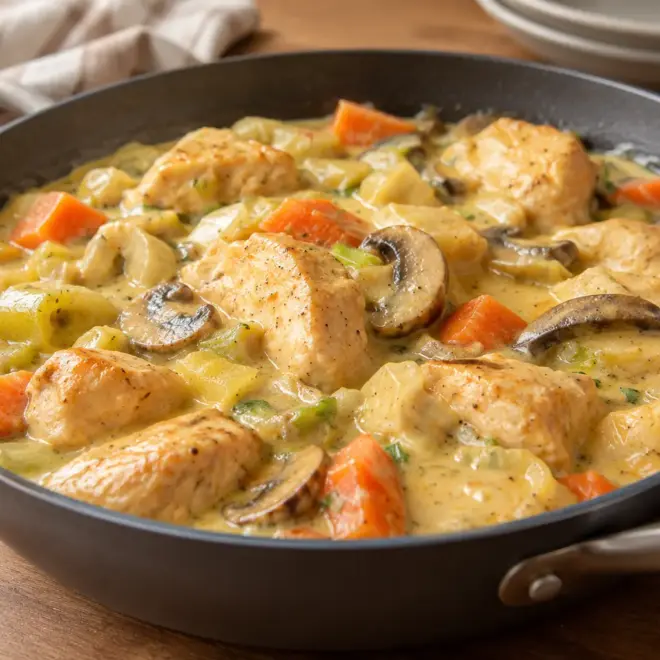 Ragoût de poulet crémeux aux champignons facile