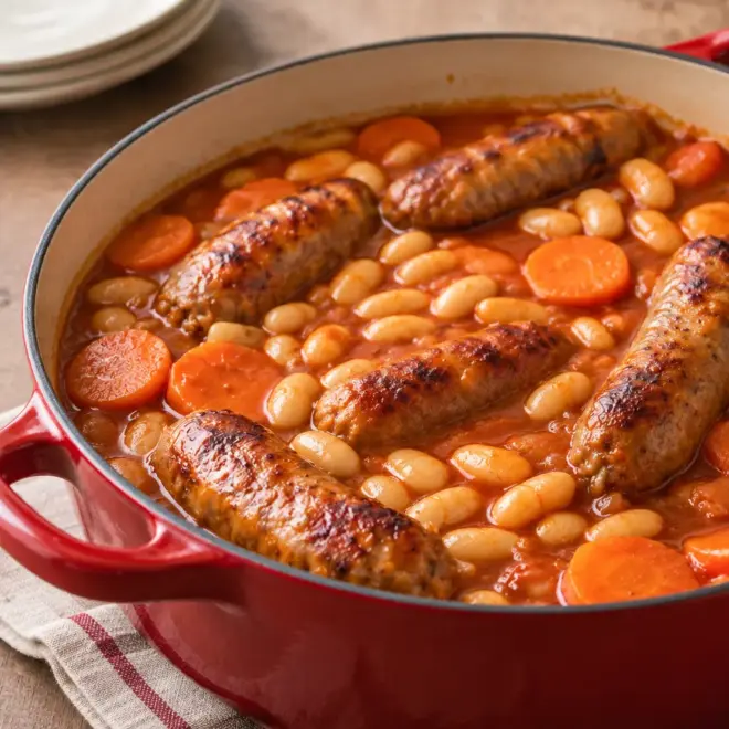 Ragoût de saucisses et haricots blancs facile
