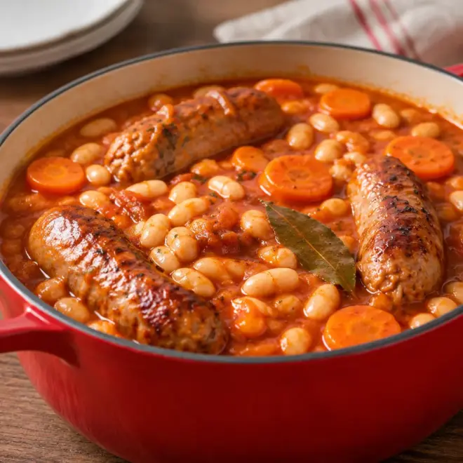Ragoût de saucisses et haricots blancs facile