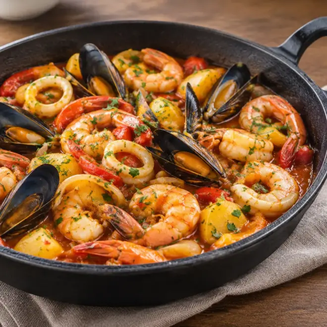 Ragoût espagnol de fruits de mer, généreux et fondant