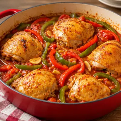 Ragoût de poulet aux poivrons facile en cocotte