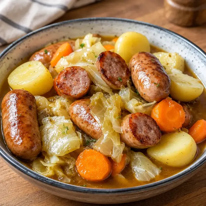 Ragoût de saucisses facile aux légumes et au chou