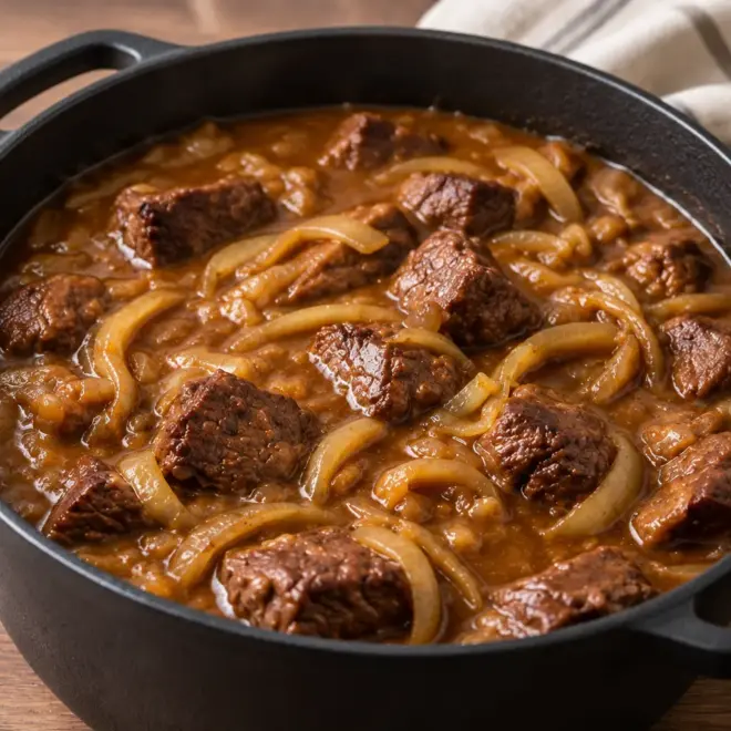 Recette bœuf mijoté facile aux oignons
