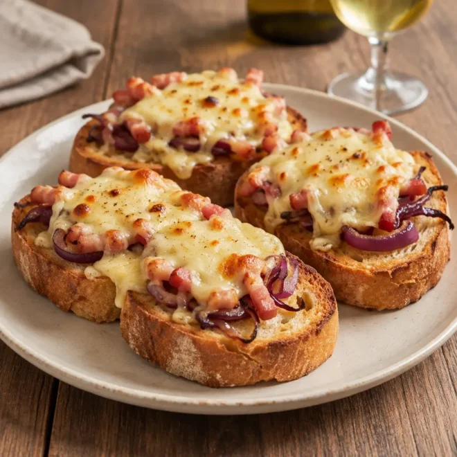 Recette bruschettas au fromage fondu et lardons