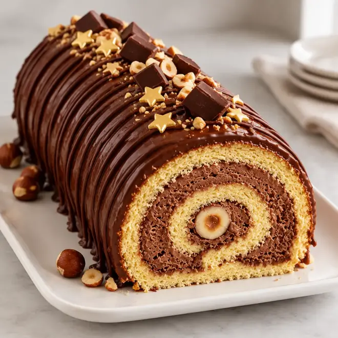 Recette bûche de Noël au chocolat et noisettes