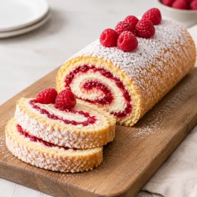 Recette bûche roulée aux framboises maison