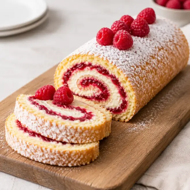 Recette bûche roulée aux framboises maison