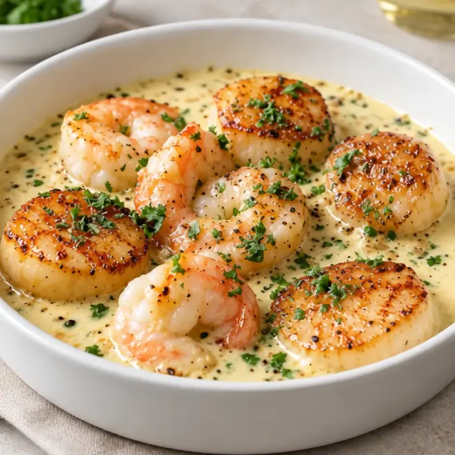 Recette cassolettes gambas Saint-Jacques facile