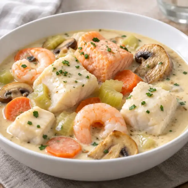 Recette chowder crémeux aux fruits de mer