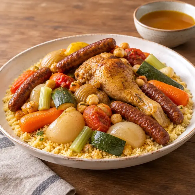 Recette couscous poulet merguez facile et parfumée