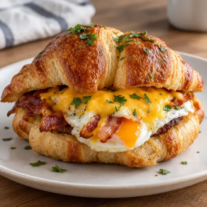 Recette croissant bacon œuf, cheddar fondant