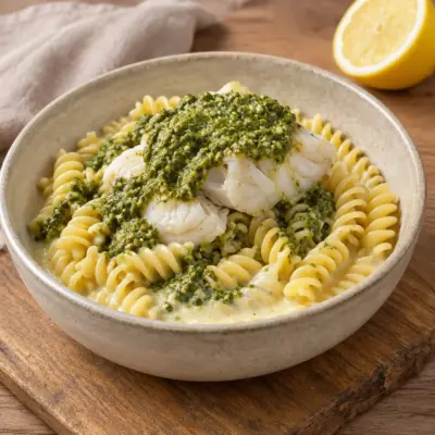 Recette de cabillaud, pesto d’oseille et citron