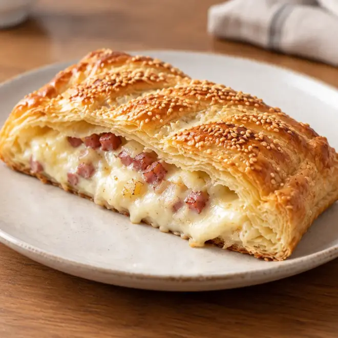 Recette feuilleté au jambon crémeux et doré
