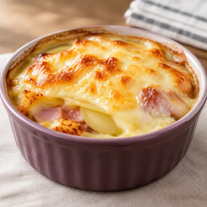 Recette gratin de pommes de terre au jambon