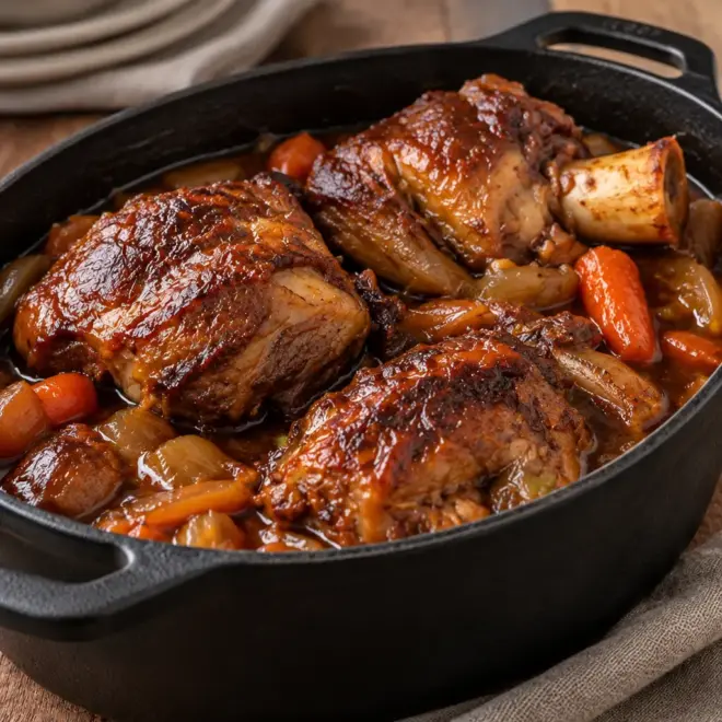 Recette jarrets d’agneau, braisés en cocotte