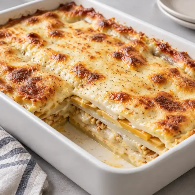 Recette lasagnes endives, noix et béchamel