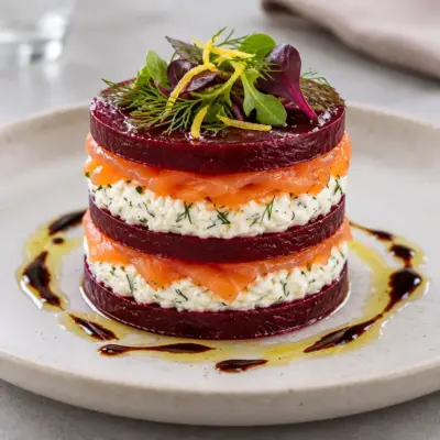 Recette mille-feuille de betterave au saumon