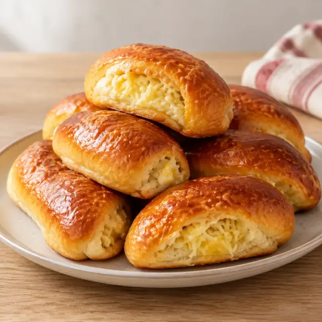 Petits pains fourrés au fromage, dorés et moelleux
