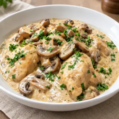 Recette poulet crémeux aux champignons facile